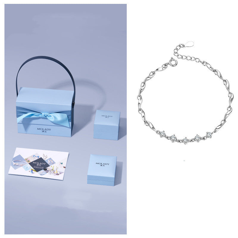 999 Sterling Silver Bracelet For Women's Light Luxury